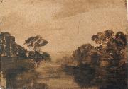 REMBRANDT Harmenszoon van Rijn River with Trees on its Embankment at Dusk oil painting picture wholesale